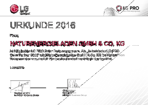 LG Partner Urkunde 2016 LG Partner Pro